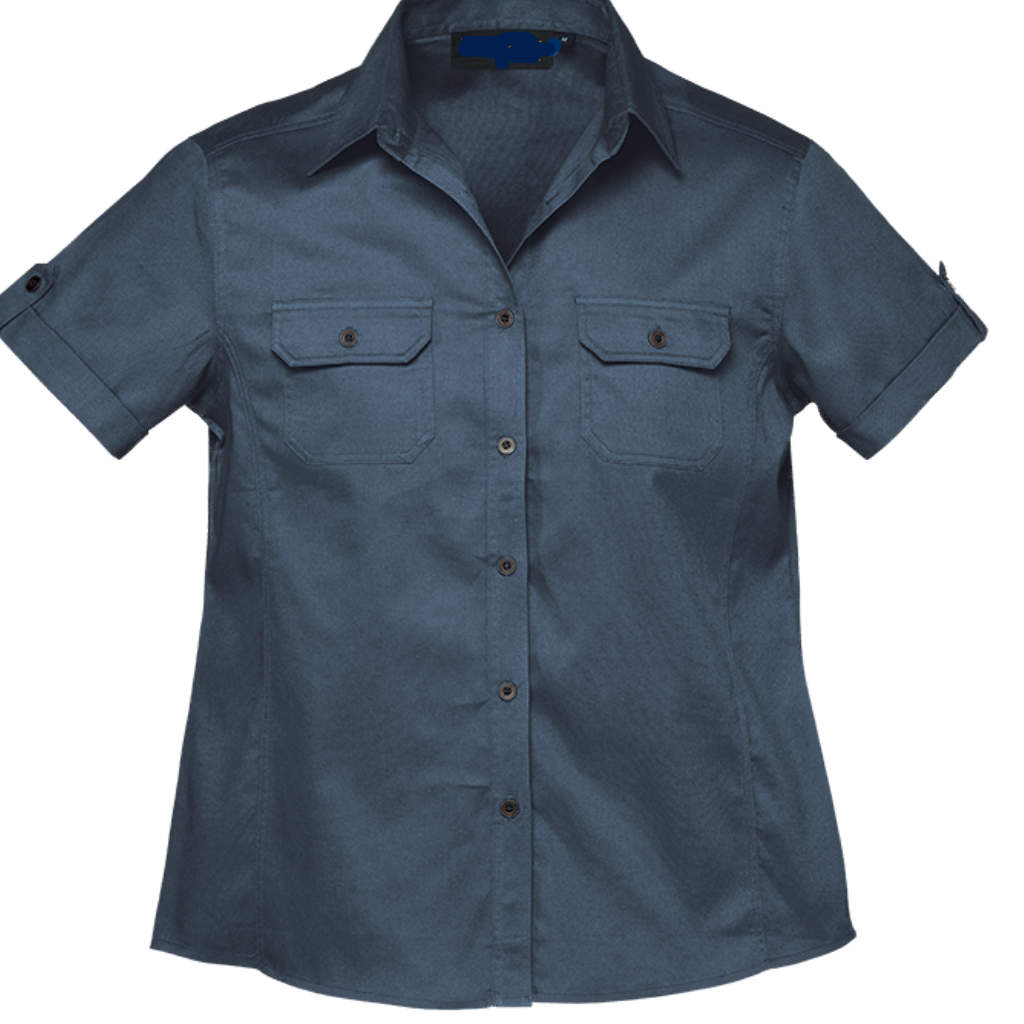 Ladies Plain Bush Shirt Airforce Blue - Kallie Khaki Online Store