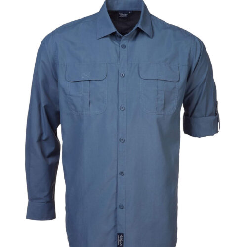 Mens Airotech Safari LS Shirt Petrol Blue